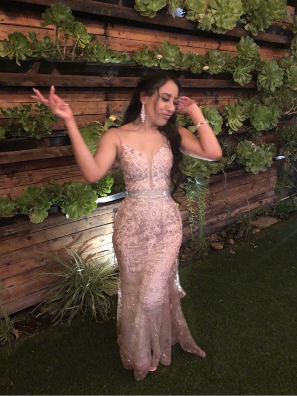 Elegant Pink Beaded Evening Dress Prom or wedding guest